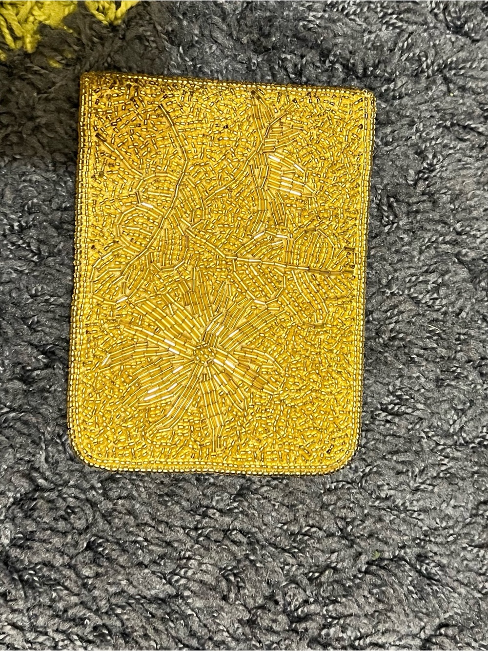 Source Unknown Gold Beaded Floral Card & Key Holder